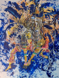 La danse du Faux lion (2023), Acrylique sur drap texturé -90x110 cm
900€